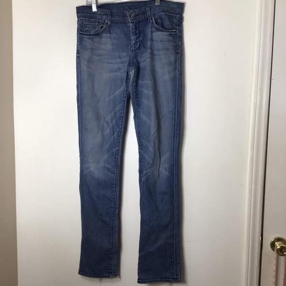7 for all mankind jeans women 30 blue straight - Picture 2 of 12
